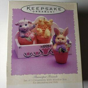 Hallmark Keepsake Ornament - 1995 Flowerpot Friends Set Window Box Bunny Lamb